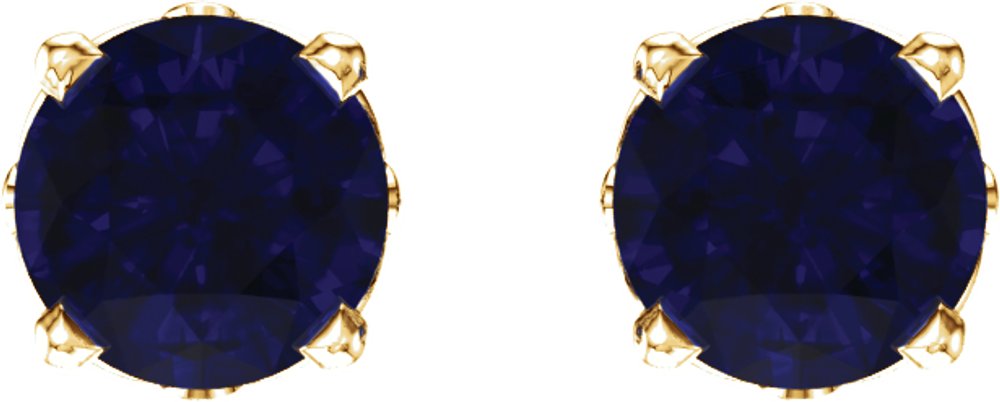 14K Yellow Gold Natural Blue Sapphire Scroll Setting® Stud Earrings