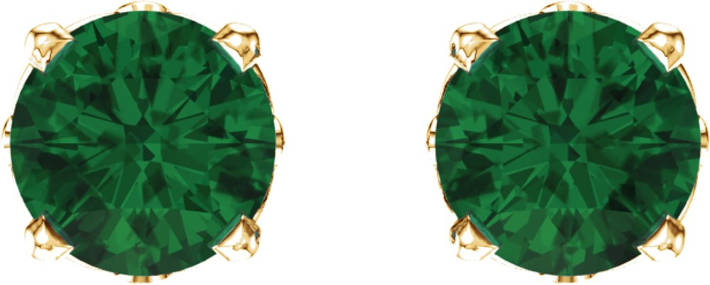 14K Yellow Gold Lab-Grown Emerald Scroll Setting® Stud Earrings