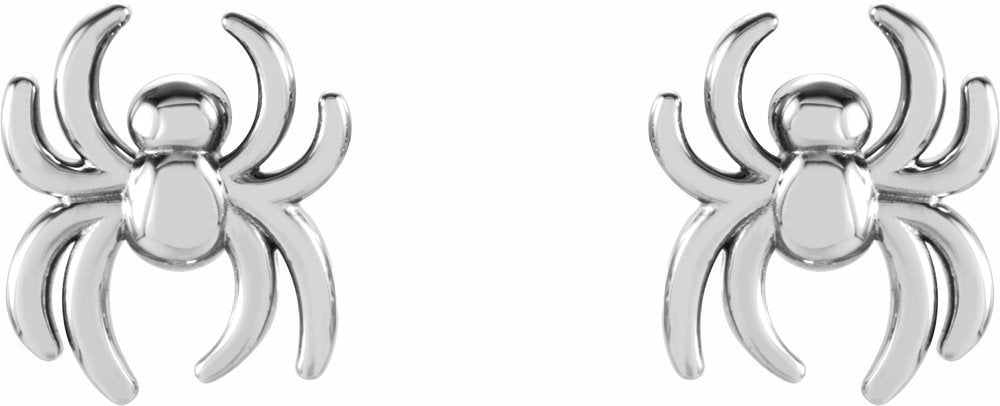 14K White Spider Earrings