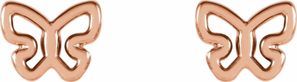 14K Rose Butterfly Earrings