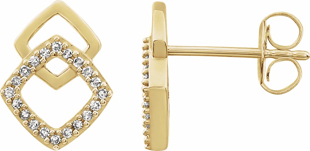 14K Yellow 1/10 CTW Natural Diamond Geometric Earrings