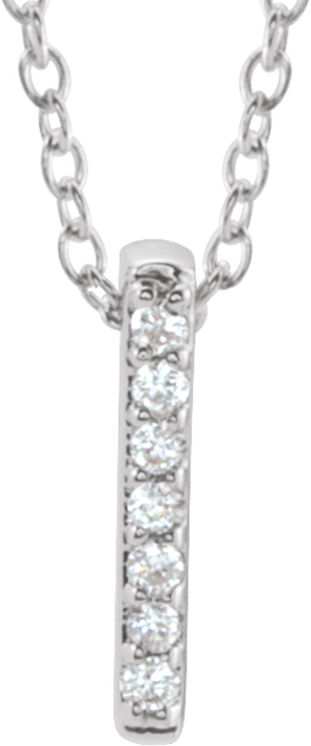 14K White Gold .05 CTW Natural Diamond Bar 16-18" Necklace