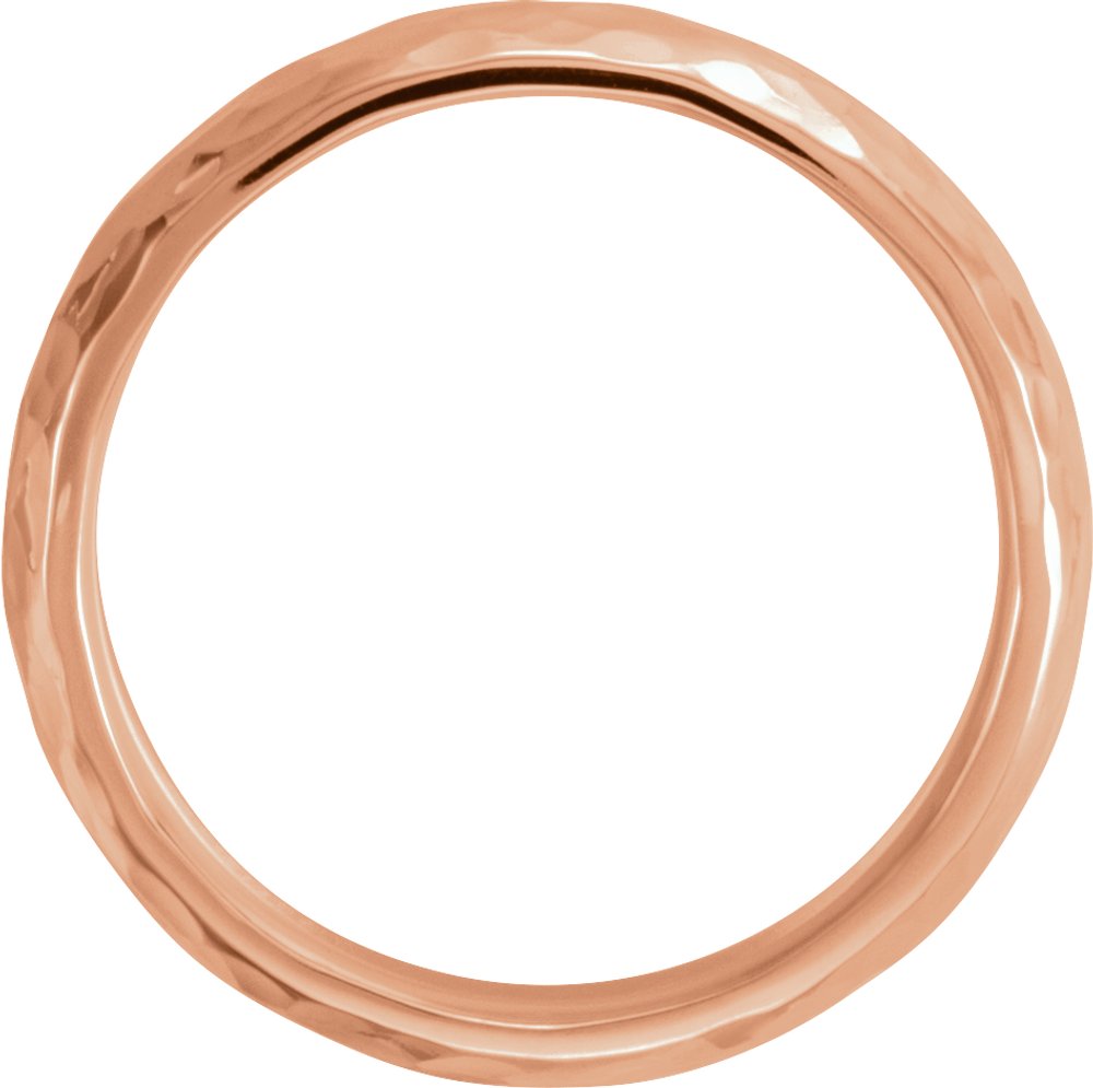 14K Rose 6 mm Half Round Hammered Comfort-Fit Band Size 12