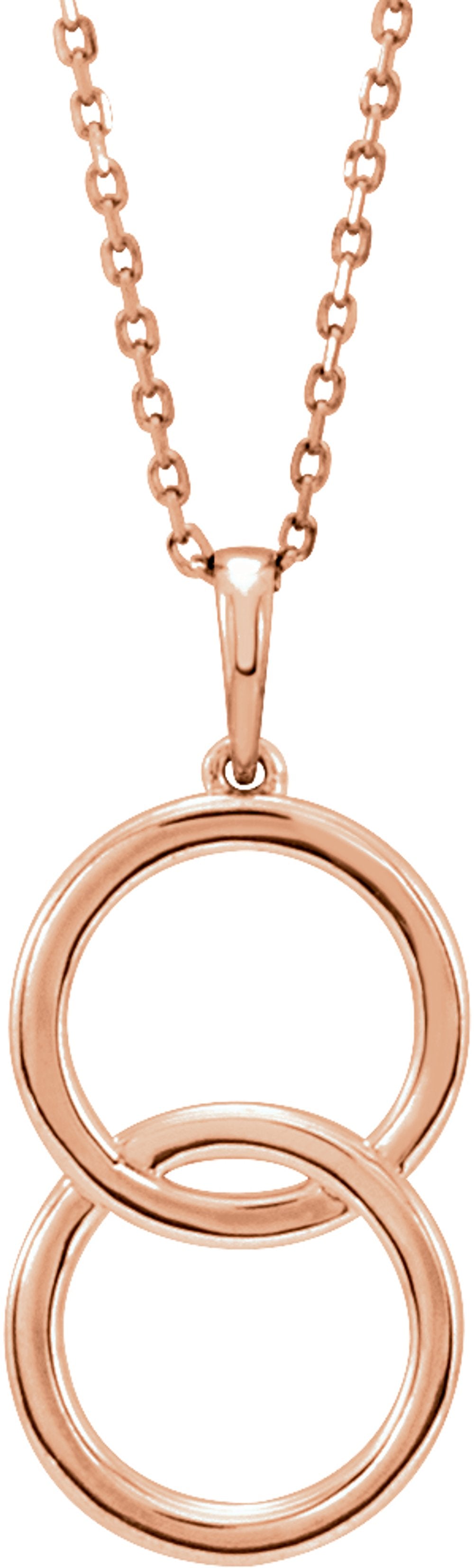 14K Rose Interlocking Circle 16-18" Necklace