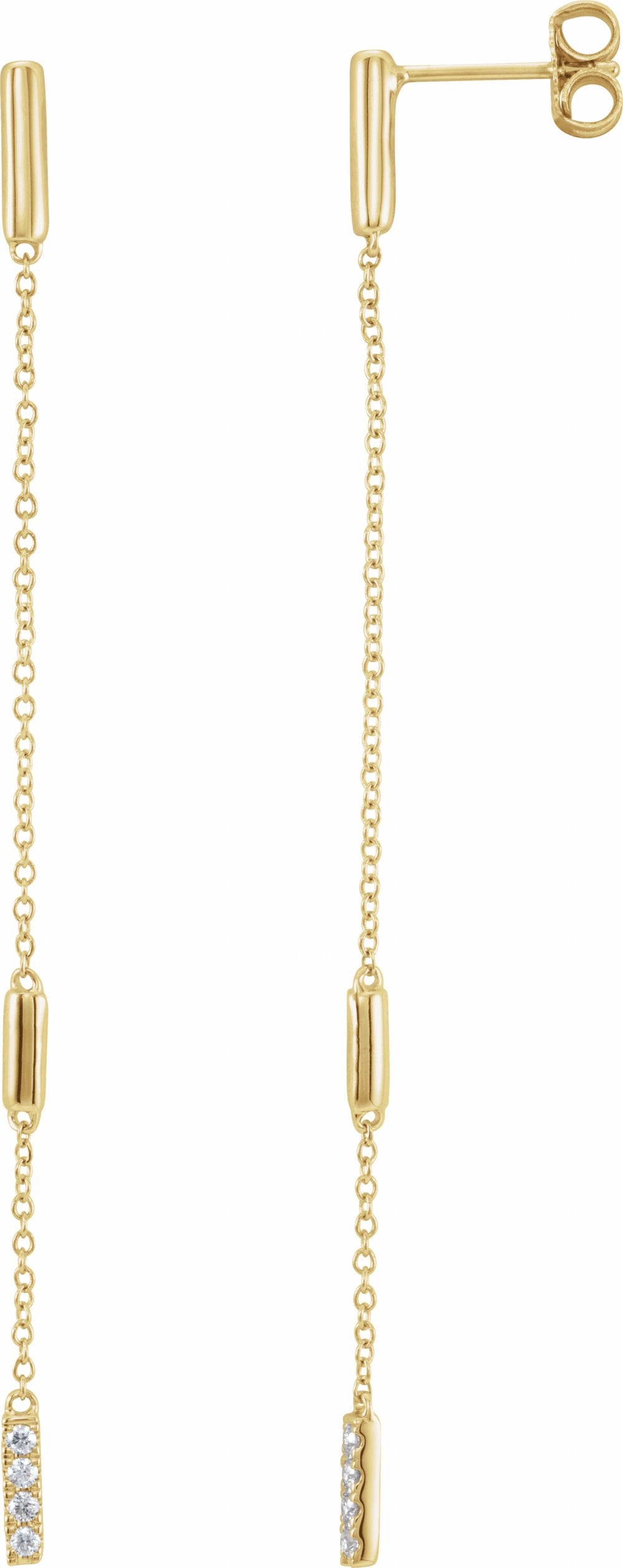 14K Yellow Gold 1/10 CTW Natural Diamond Chain Earrings
