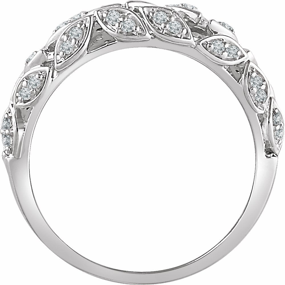 14K White Gold 1/2 CTW Natural Diamond Leaf Ring