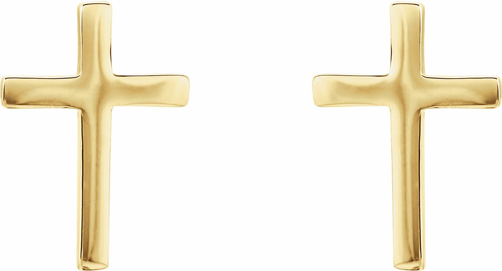 14K Yellow Gold 10 mm Cross Earrings