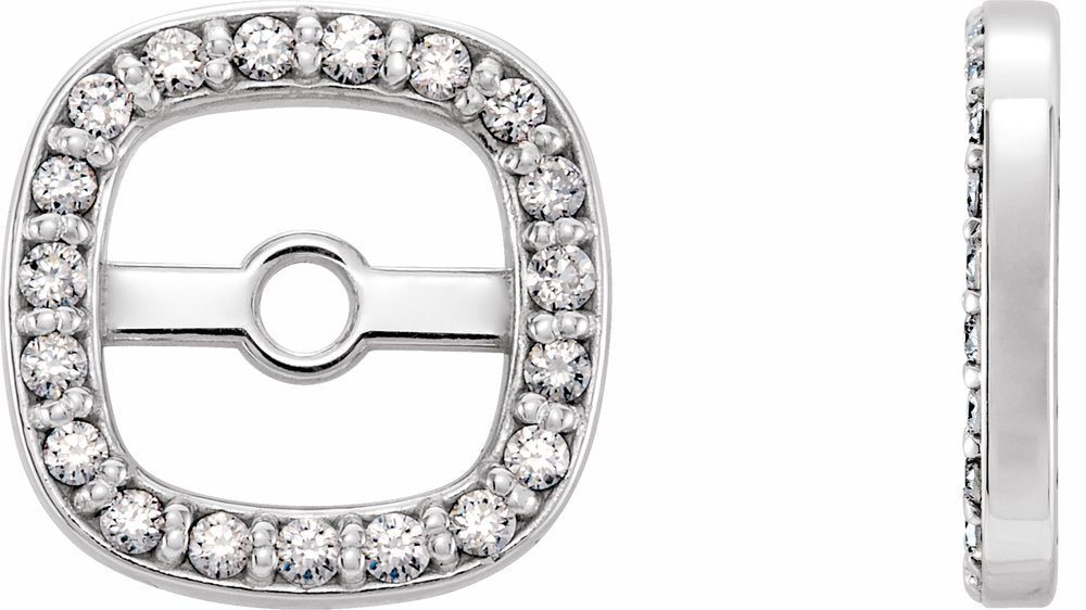 14K White Gold 1/10 CTW Natural Diamond Halo-Style Earring Jackets