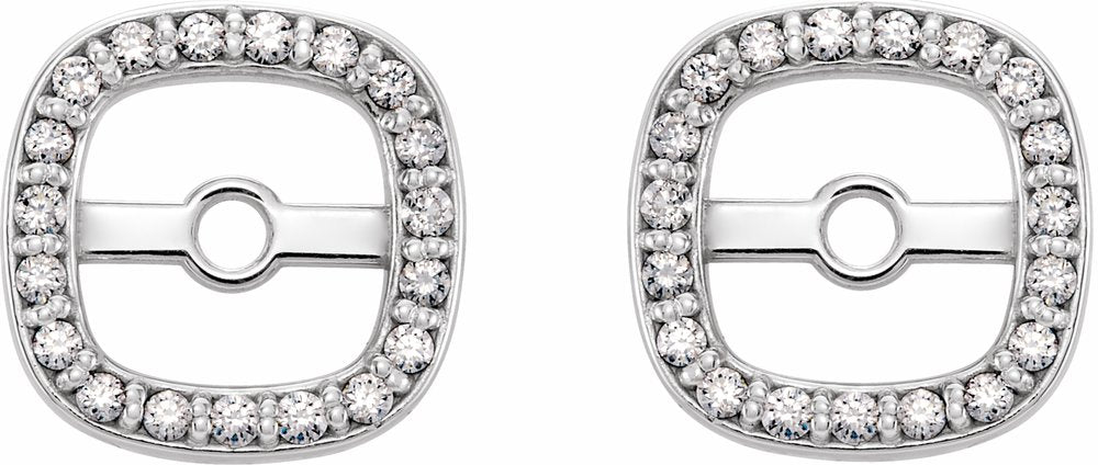 14K White Gold 1/10 CTW Natural Diamond Halo-Style Earring Jackets
