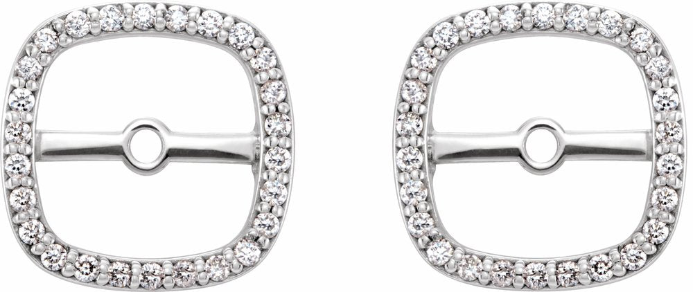 14K White Gold .08 CTW Natural Diamond Halo-Style Earring Jackets