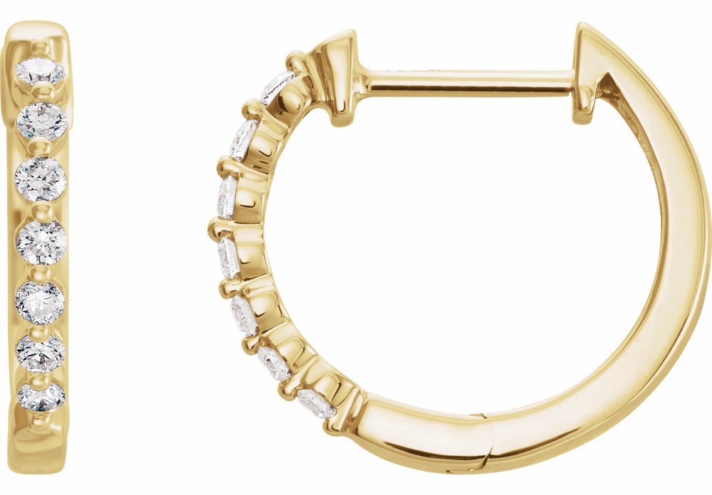 14K Yellow Gold 1/5 CTW Natural Diamond Hinged 15.25 mm Hoop Earrings