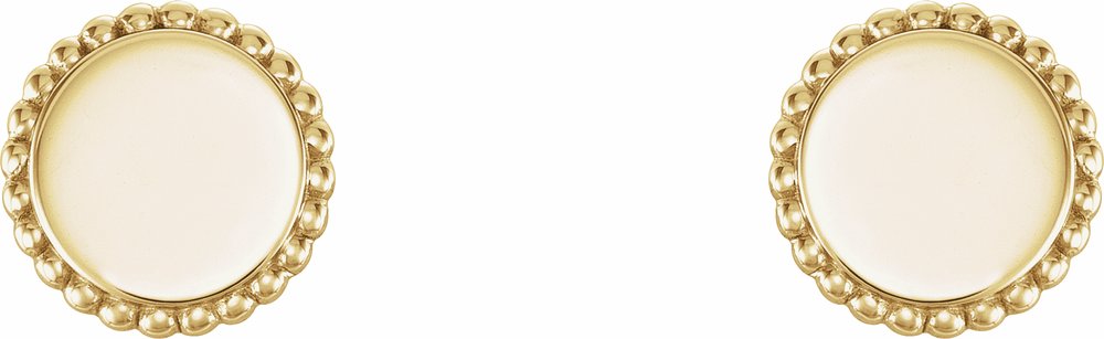 18K Yellow Gold Vermeil Engravable Beaded Earrings