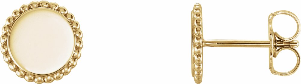 18K Yellow Gold Vermeil Engravable Beaded Earrings