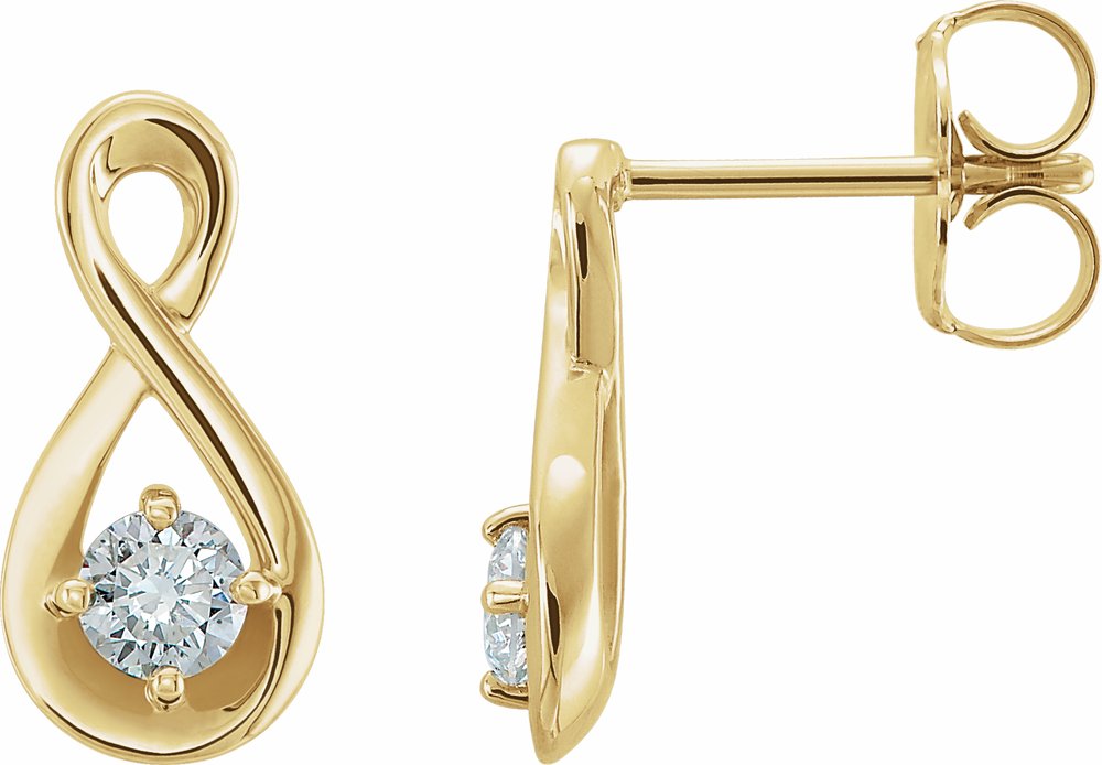 14K Yellow Gold 1/5 CTW Natural Diamond Infinity-Inspired Earrings
