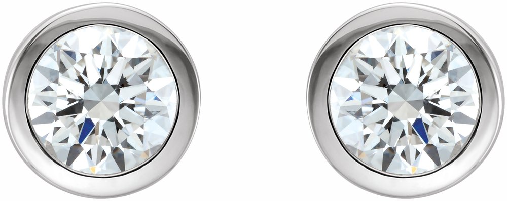 14K White Gold 1/2 CTW Natural Diamond Bezel-Set Earrings