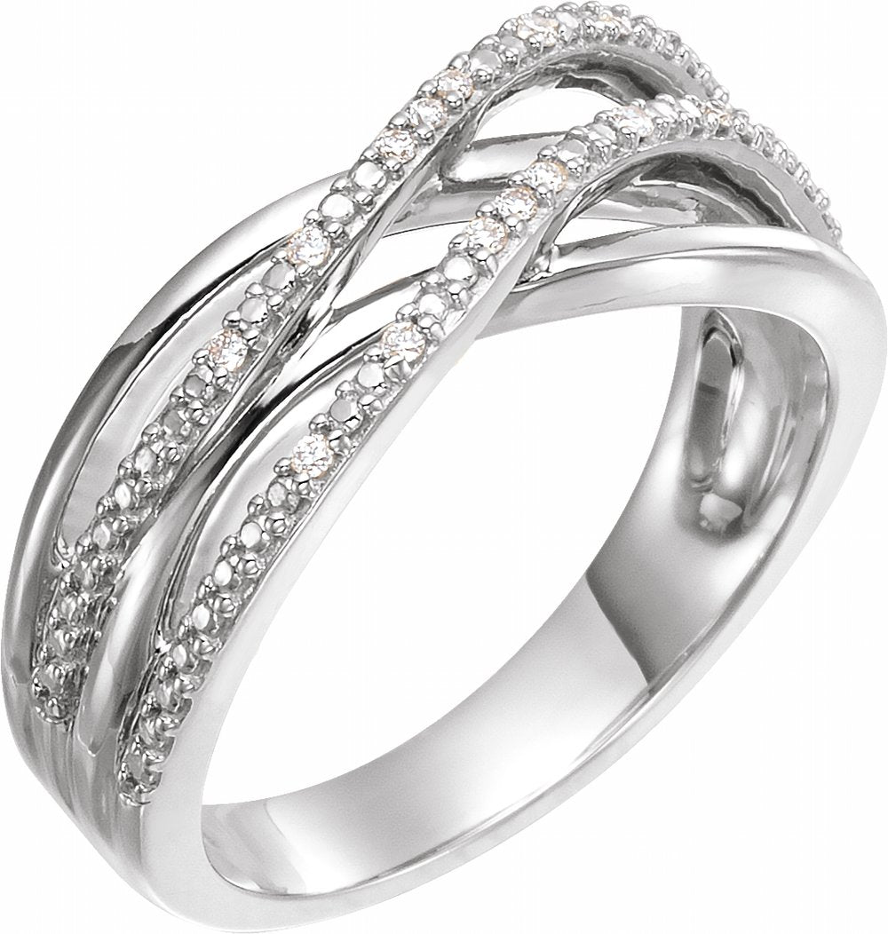 14K White Gold .06 CTW Natural Diamond Criss-Cross Ring