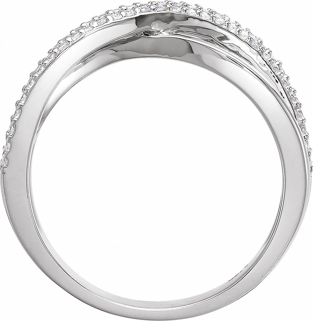 14K White Gold .06 CTW Natural Diamond Criss-Cross Ring
