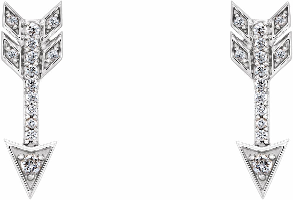 14K White 1/6 CTW Natural Diamond Arrow Earrings