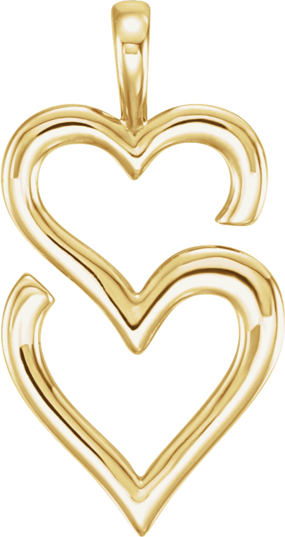 14K Yellow Double Heart Pendant