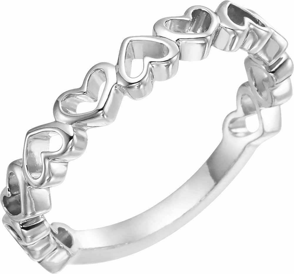 14K White Gold Heart Ring