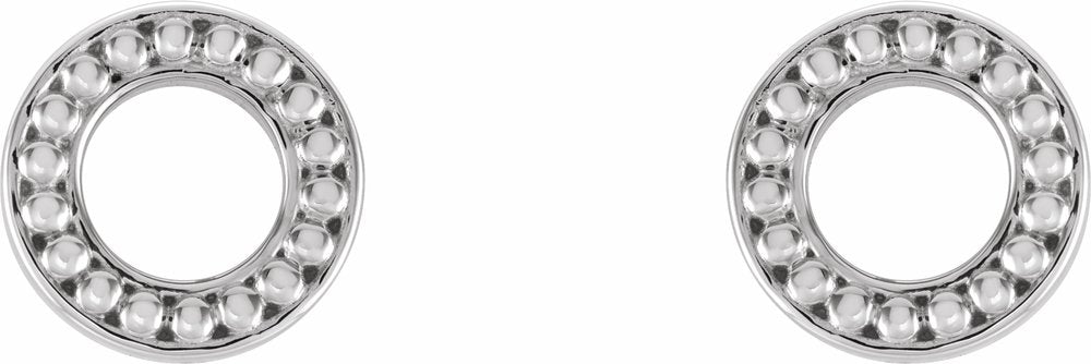 14K White Beaded Stud Earrings