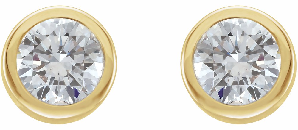 14K Yellow 3/4 CTW Natural Diamond Bezel-Set Earring