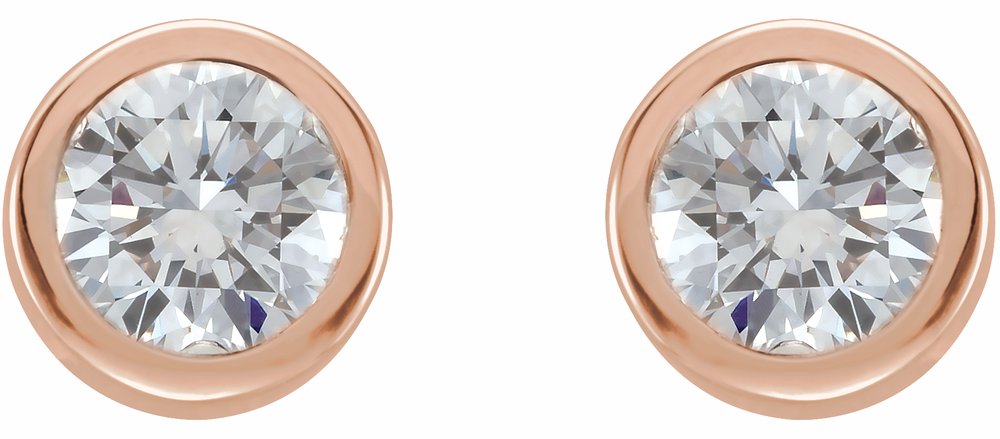 14K Rose 1/2 CTW Natural Diamond Bezel-Set Earrings