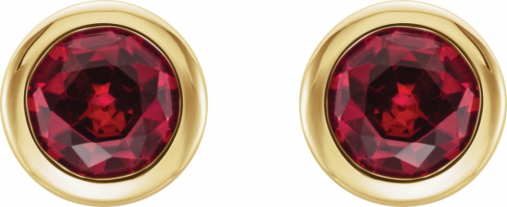 14K Yellow Lab-Grown Ruby Bezel-Set Earrings