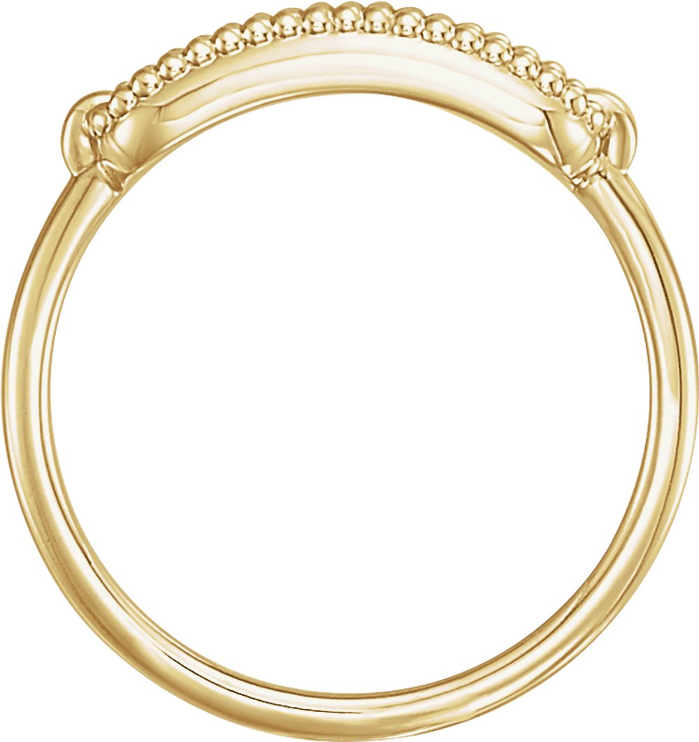 14K Yellow 15x6 mm Rectangle Beaded Signet Ring