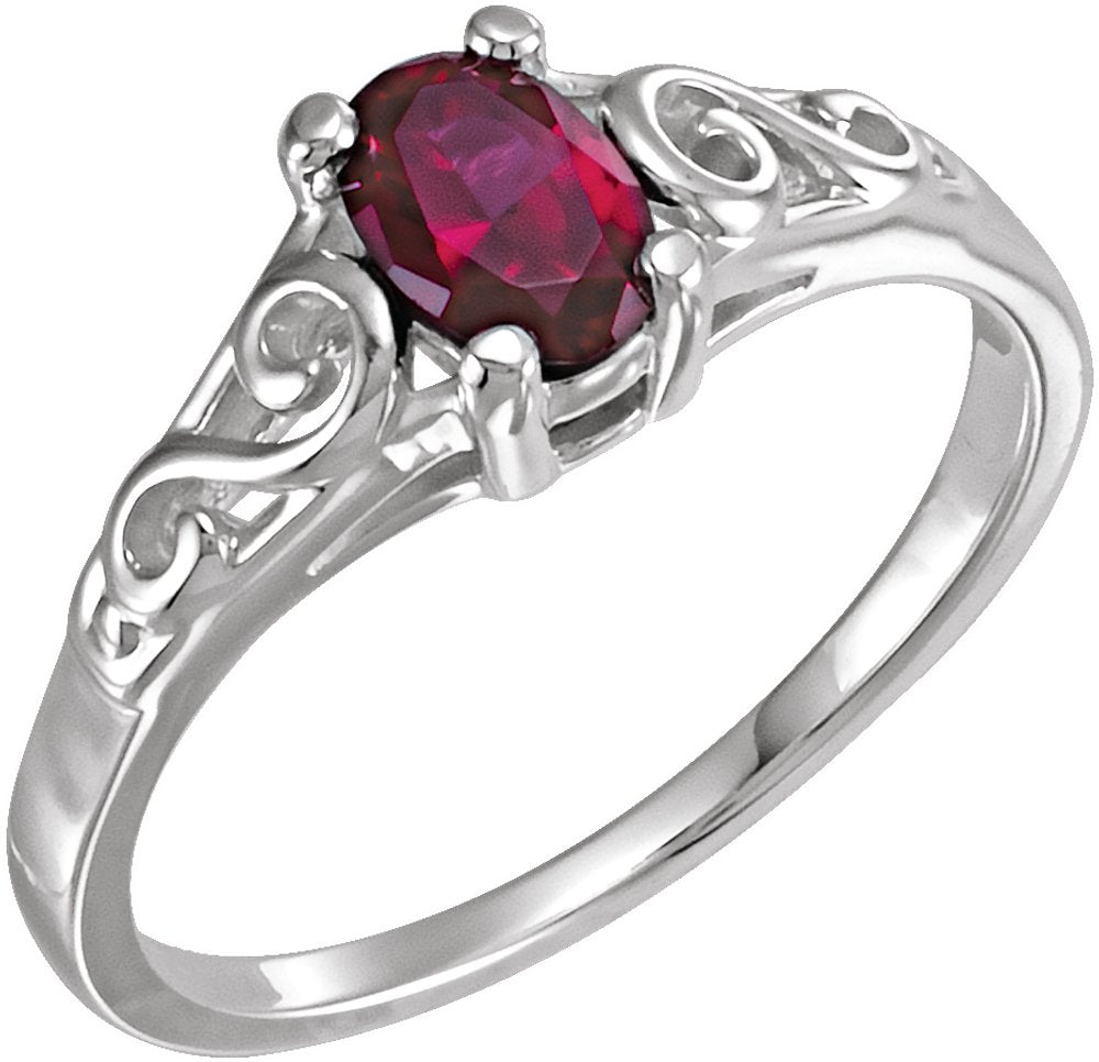 Sterling Silver January Youth Imitation Birthstone Ring