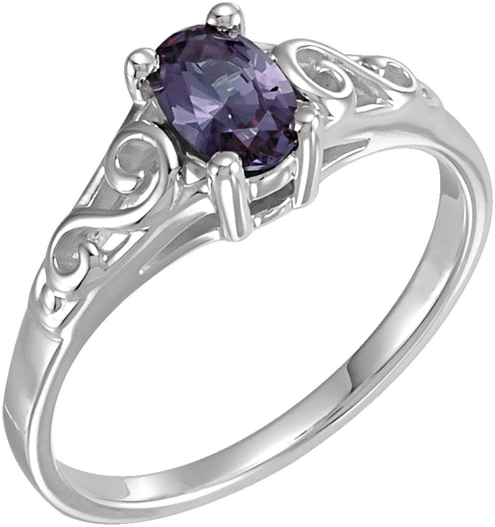 Sterling Silver June Youth Imitation Birthstone Ring