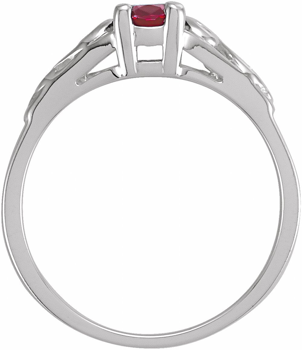 Sterling Silver January Youth Imitation Birthstone Ring