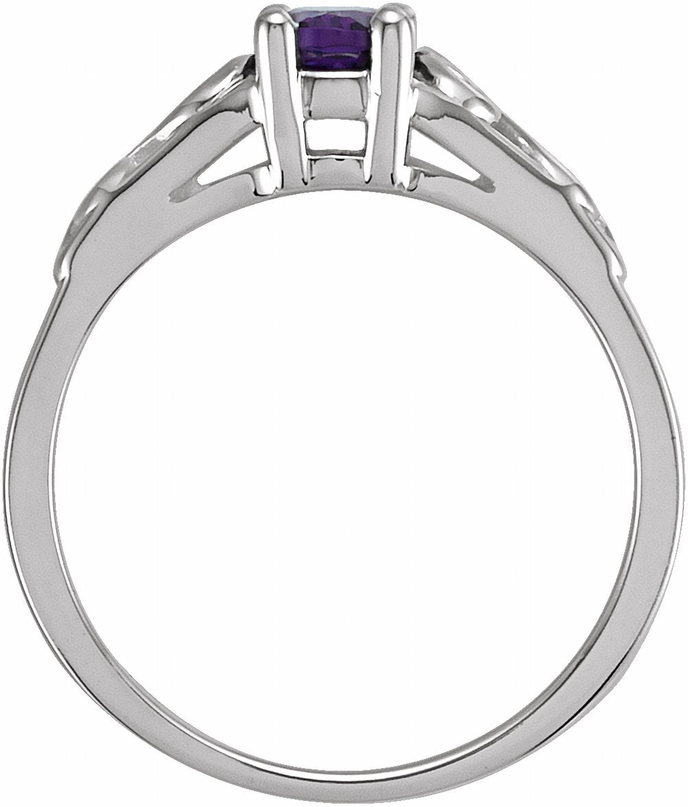 Sterling Silver February Youth Imitation Birthstone Ring