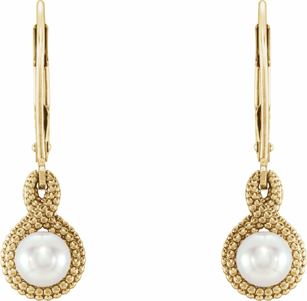 14K Yellow Gold Beaded Cultured Freshwater Pearl Earrings