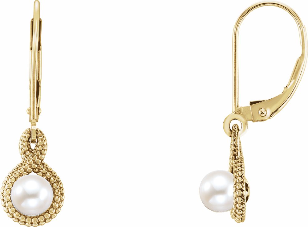14K Yellow Gold Beaded Cultured Freshwater Pearl Earrings