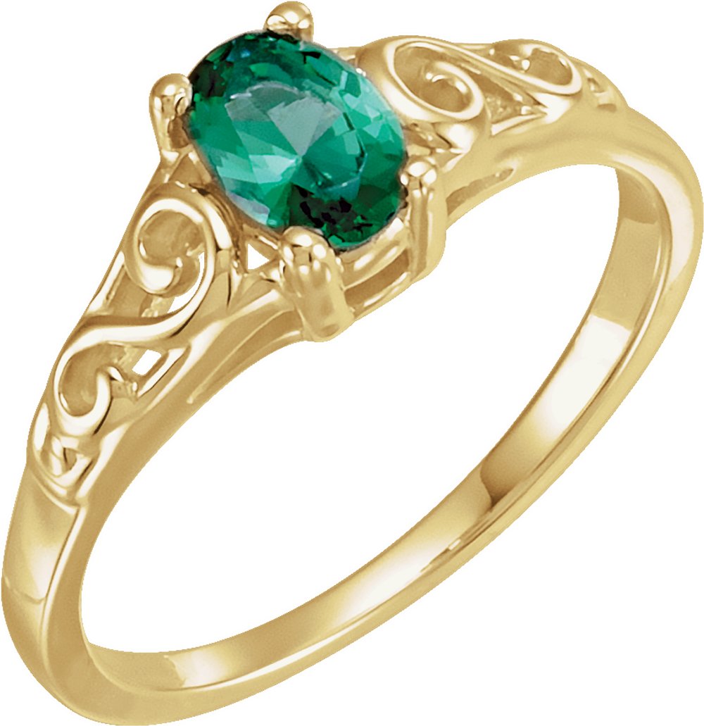 14K Yellow May Youth Imitation Birthstone Ring