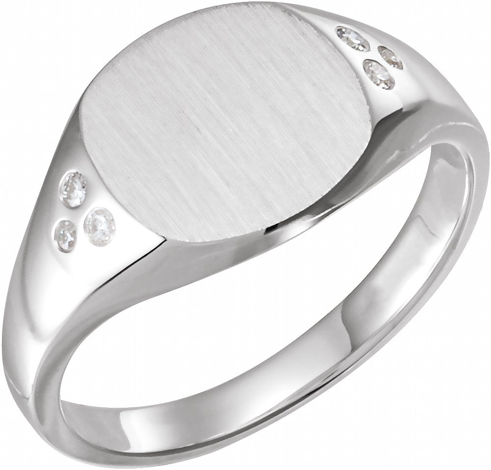 14K White Gold .05 CTW Natural Diamond Square Signet Ring
