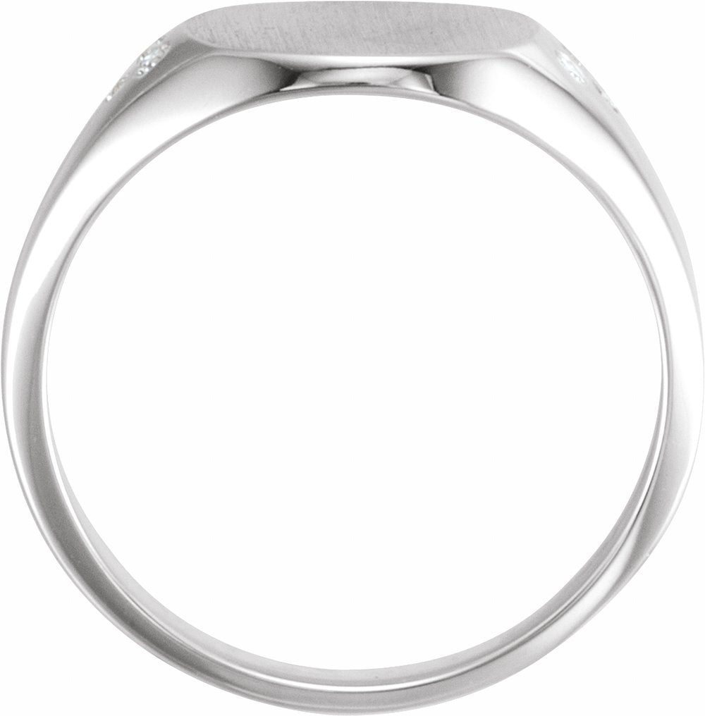 14K White Gold .05 CTW Natural Diamond Square Signet Ring