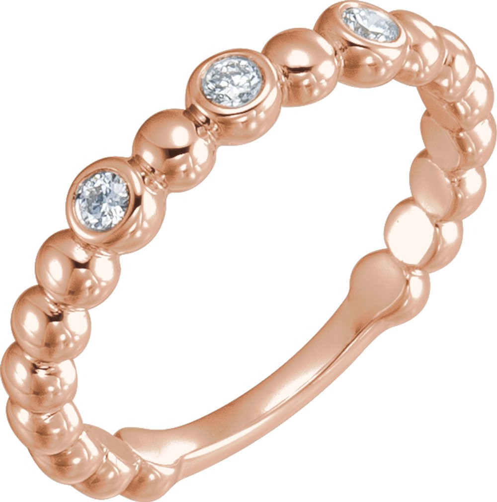 14K Rose Gold 1/8 CTW Natural Diamond Beaded Ring