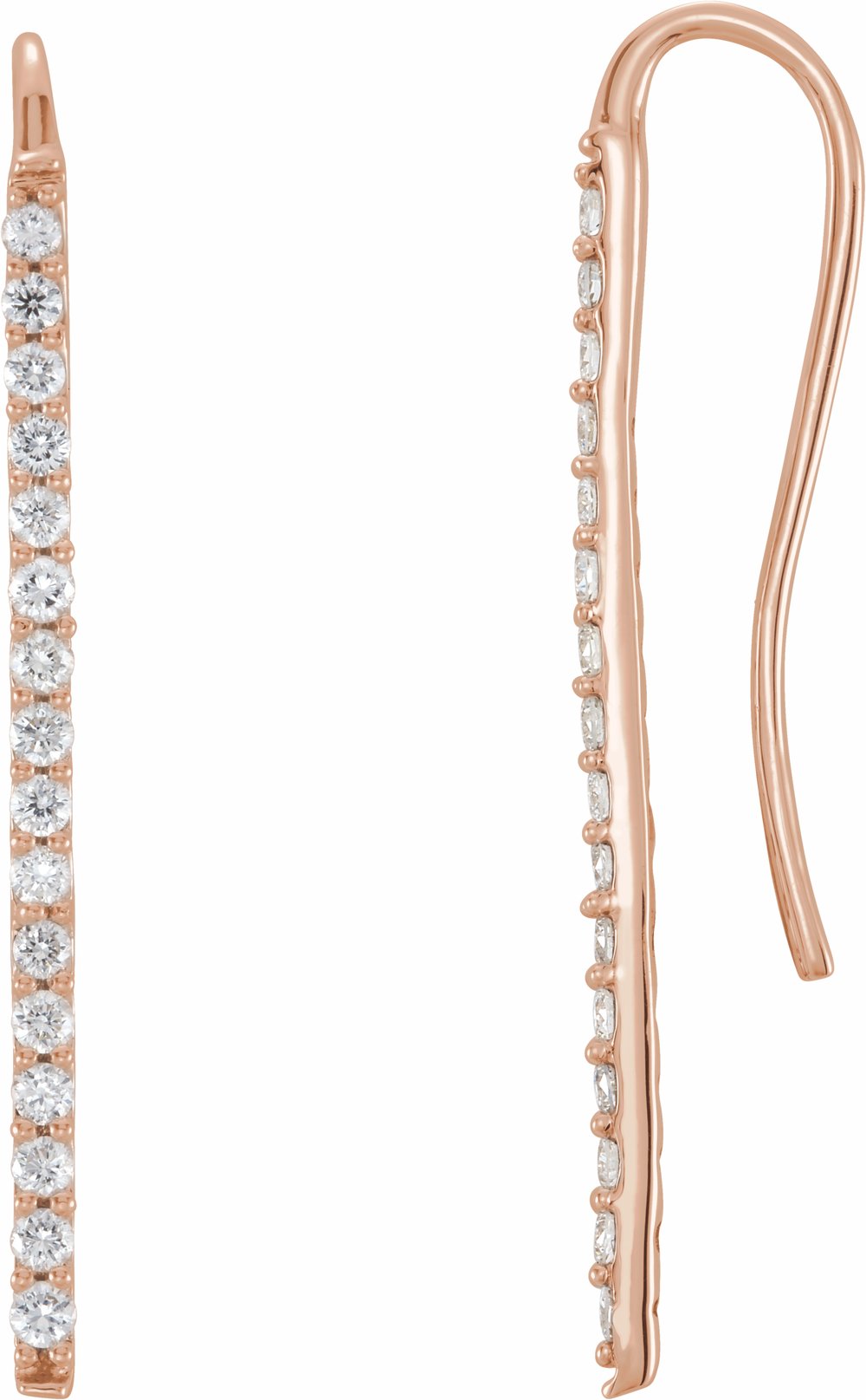 14K Rose Gold 1/3 CTW Natural Diamond Bar Earrings