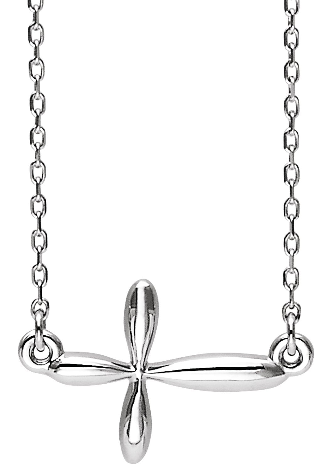 Sterling Silver Sideways Cross 16-18" Necklace