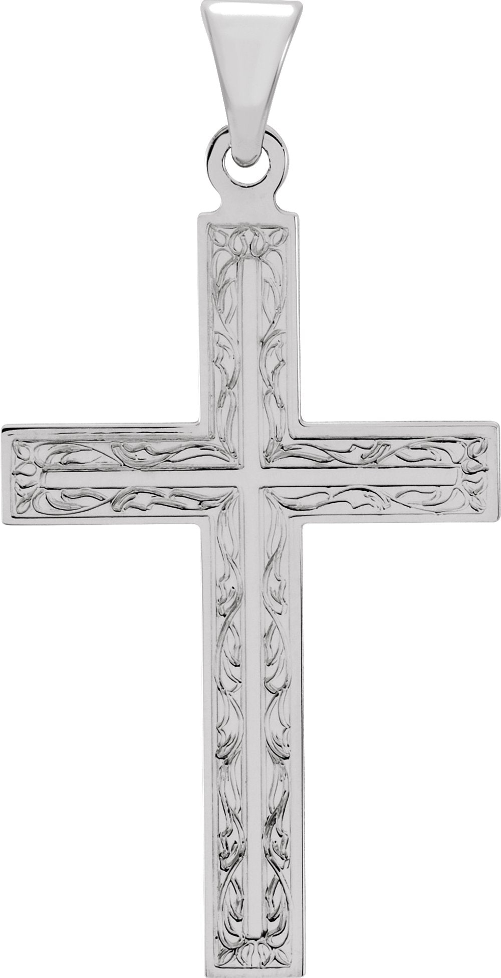 14K White 30.5x18 mm Cross Pendant
