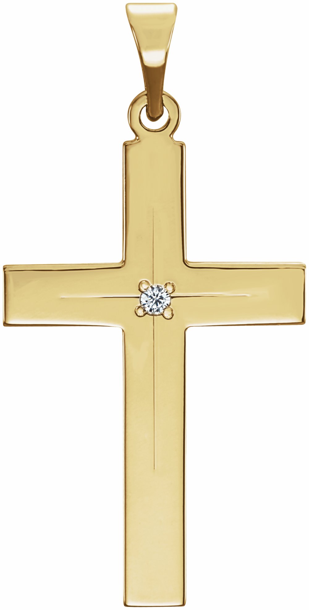 14K Yellow Gold .01 CT Natural Diamond Cross Pendant