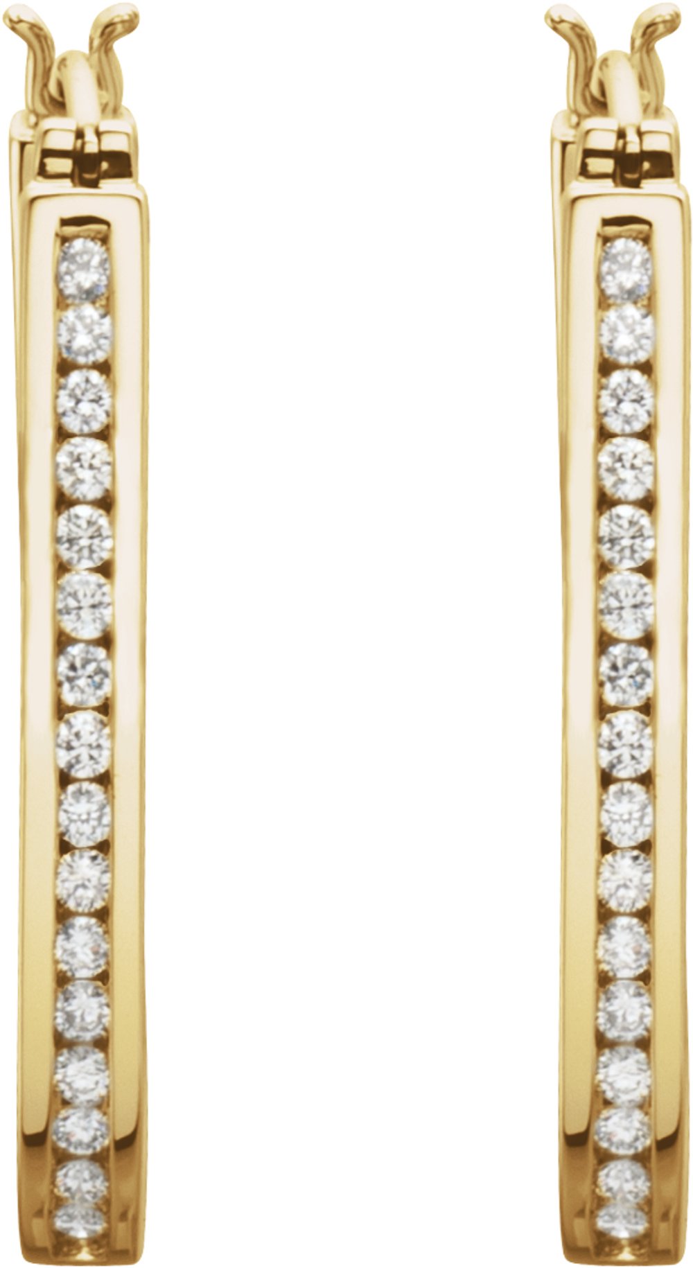 14K Yellow Gold 1 CTW Natural Diamond Inside-Outside Hinged 30 mm /Hoop Earrings