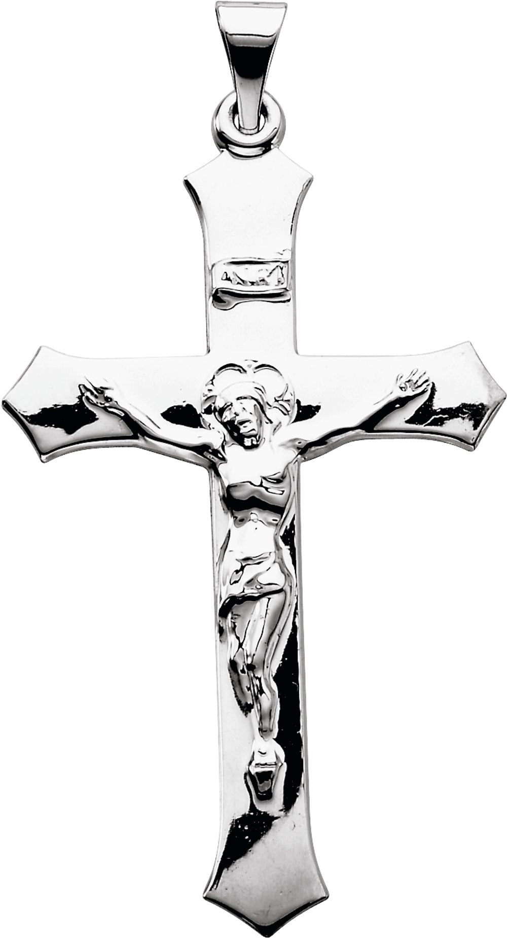 14K White 47.3x25.5 mm Crucifix Pendant