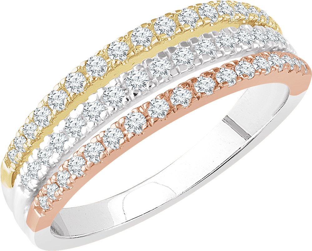 14K White/Yellow/Rose 1/2 CTW Natural Diamond Stacked Ring
