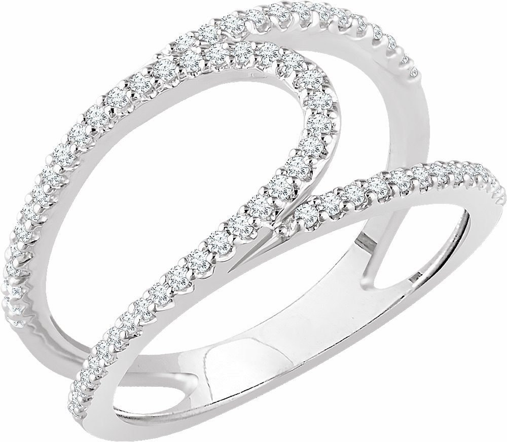 14K White Gold 1/3 CTW Natural Diamond Negative Space Ring