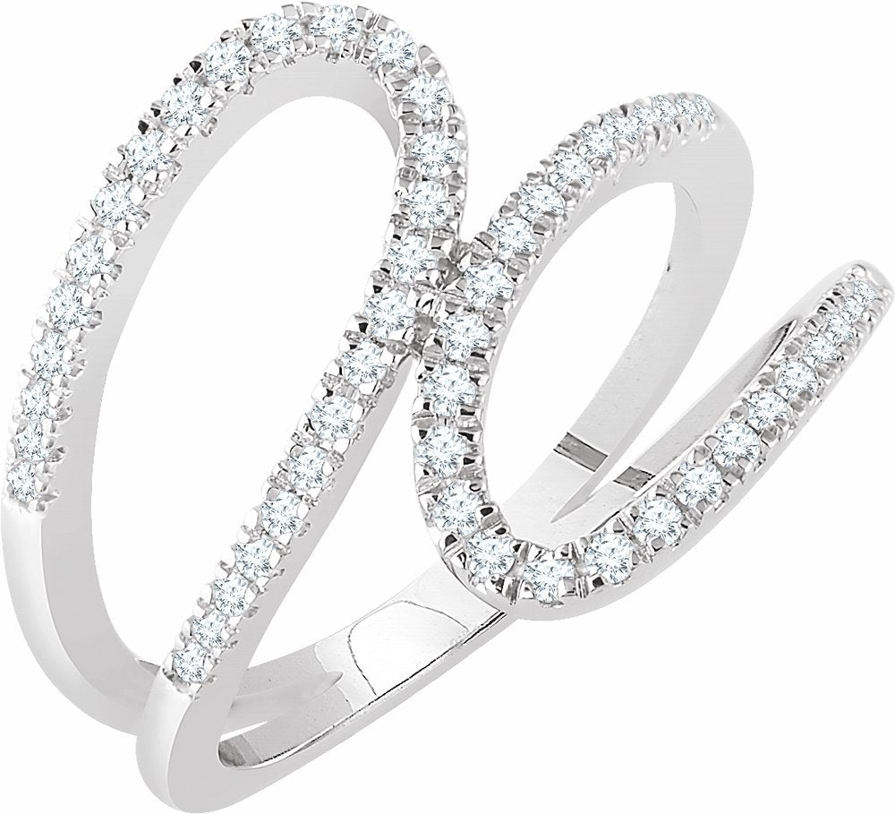 14K White Gold 1/3 CTW Natural Diamond Freeform Ring