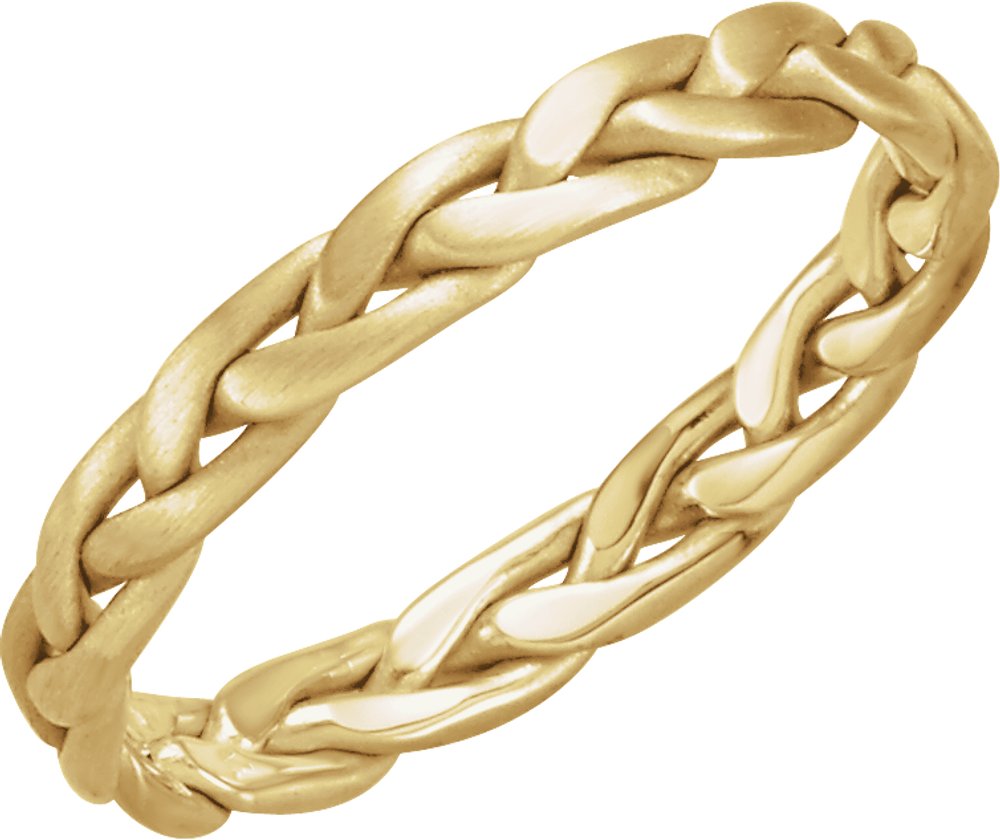 14K Yellow Gold 3.5 mm Hand-Woven Band Size 6.5
