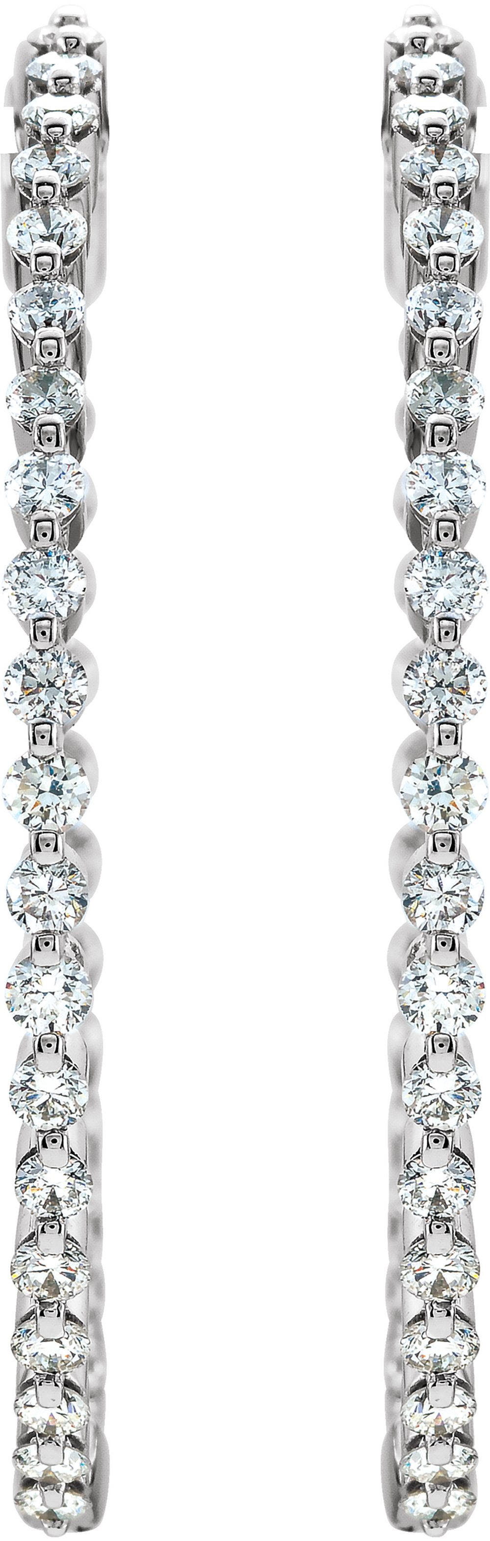 14K White 2 CTW Natural Diamond Inside-Outside Hinged 36.9 mm Hoop Earrings